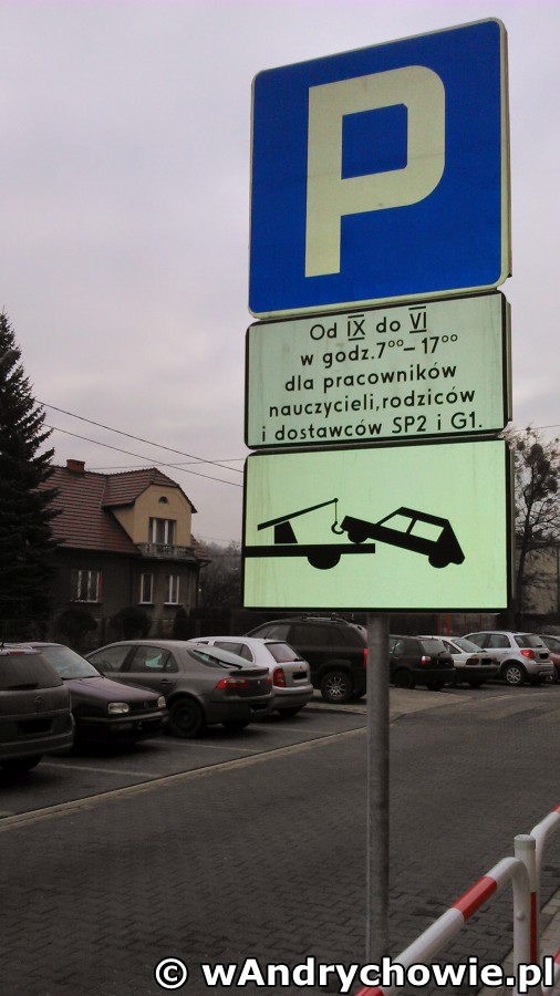 Oznakowanie parkingu przy SP 2 Andrychów