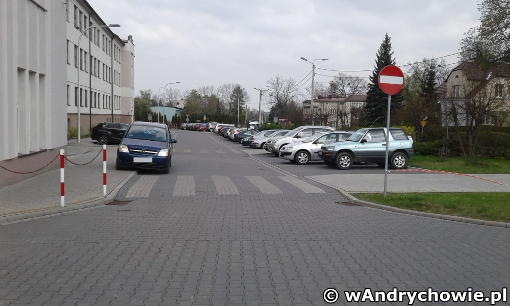 Wyjazd z parkingu przy SP2 Andrychów - kwiecień 2017