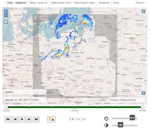 Serwis pogodynka.pl - mapa radarowa opadów dla Polski